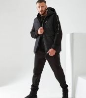 Костюм-тройка мужской трикотажный утепленный с жилетом осенний черный