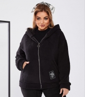 Кофта «Тедді» женская из эко-хутра с капюшоном и карманами на молнии осенняя