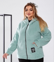 Кофта «Тедді» женская из эко-хутра с капюшоном и накладными карманами на молнии осенняя