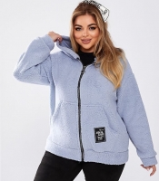 Кофта «Тедді» женская из эко-хутра с капюшоном и накладными карманами на молнии осенняя