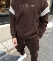 Костюм-двойка мужской спортивный из полар флиса с худи и брюками осенний