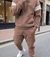 Костюм-двойка мужской спортивный из полар флиса с худи и брюками осенний
