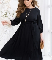 Платье женское из облегченной костюмки Армани миди с поясом и рукавами 7/8 осеннее