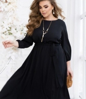 Платье женское из облегченной костюмки Армани миди с поясом и рукавами 7/8 осеннее