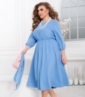 Платье женское из облегченной костюмки Армани миди с поясом и рукавами 7/8 осеннее