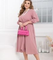 Платье женское из облегченной костюмки Армани миди с поясом и рукавами 7/8 осеннее