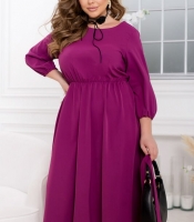 Платье женское трехнитка с эко кожей миди с поясом и рукавами 7/8 осеннее