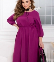Платье женское трехнитка с эко кожей миди с поясом и рукавами 7/8 осеннее