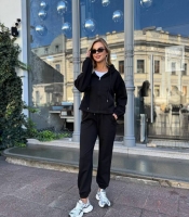 Костюм-двойка женский хлопковый с капюшоном и джоггерами осенний