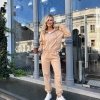 Костюм-тройка женский хлопковый с топом кофтой на молнии и джоггерами осенний  k-124133