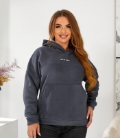 Худи женское из флиса полар с капюшоном и карманом-кенгуру осеннее