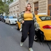 Брюки женские черные двунитка джоггеры с манжетами и боковыми карманами осенние  k-124203
