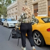 Брюки женские черные двунитка джоггеры с манжетами и боковыми карманами осенние  k-124203