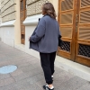 Спортивный костюм женский флисовый двойка с кофтой на молнии и брюками графитовый осенний  k-124212
