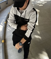 Спортивный костюм мужской из турецкой трехнитки пенье с начесом худи на молнии и брюки с манжетами осенний