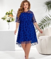 Платье женское вечернее из креп дайвинга с сеткой флок осенне-зимнее