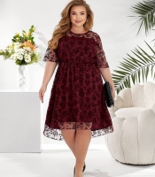 Платье женское вечернее из креп дайвинга с сеткой флок осенне-зимнее