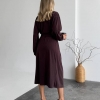 Комплект женский утепленный из трикотажа джерси: платье миди и кардиган с поясом осенне-зимний  k-124363