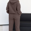 Спортивный костюм-двойка женский из двустороннего флиса полар с худи на молнии и брюками с манжетами осенне-зимний  k-124389