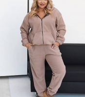 Спортивный костюм-двойка женский из двустороннего флиса полар с худи на молнии и брюками с манжетами осенне-зимний
