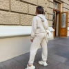 Спортивный костюм-двойка женский из замши на дайвинге с худи оверсайз и вышивкой осенне-зимний  k-124397