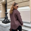 Рубашка женская микровельветовая утепленная на меху с карманами свободного кроя осенняя  k-124460