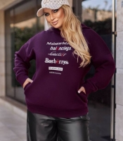 Худи женское утепленное из трехнитки на флисе с капюшоном и принтом осеннее