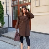 Пальто женское из ткани барашек без подкладки двубортное с карманами осенне-зимнее  k-124477