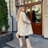 Пальто женское из ткани барашек без подкладки двубортное с карманами осенне-зимнее  k-124478