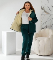 Костюм-двойка женский утеплённый из трёхниточного трикотажа с подкладкой из искусственной овчины и вставками из плащевки осенне-зимний