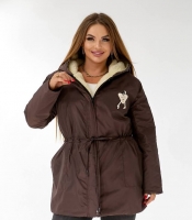 Куртка-парка женская утеплённая с кулиской на талии и капюшоном зимняя