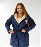 Куртка-парка женская утеплённая с кулиской на талии и капюшоном зимняя