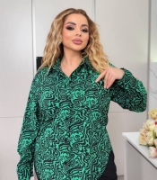 Рубашка женская из софта с графическим принтом и длинным рукавом осенне-зимняя