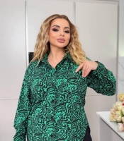 Рубашка женская из софта с графическим принтом и длинным рукавом осенне-зимняя