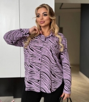 Рубашка женская из софта с анималистическим принтом и длинным рукавом осенне-зимняя