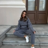 Спортивный костюм женский двойка из флиса полар с худи теплый осенне-зимний  k-124570