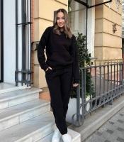 Спортивный костюм женский двойка из флиса полар с худи теплый осенне-зимний