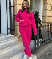 Спортивный костюм женский двойка из мягкого флиса полар с худи и брюками теплый осенне-зимний