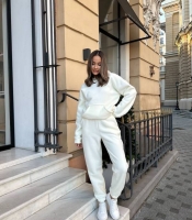 Спортивный костюм женский двойка из мягкого флиса полар с худи и брюками теплый осенне-зимний