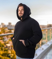 Худи мужское оверсайз из плотной трехнитки на флисе теплое повседневное осенне-зимнее