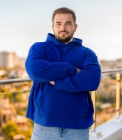 Худи мужское оверсайз из плотной трехнитки на флисе теплое повседневное осенне-зимнее