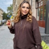 Костюм-двойка женский ангора рубчик: свитер с воротником на молнии и прямые брюки осенне-зимний  k-124589