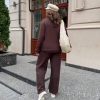 Костюм-двойка женский ангора двусторонняя: свитер свободного кроя и прямые брюки осенне-зимний  k-124596