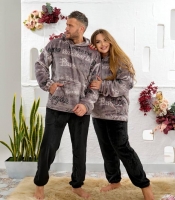 Пижама унисекс из мягкого плюша стриженный кролик с надписями кофта и брюки осенне-зимняя