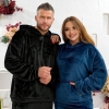 Пижама унисекс из мягкого турецкого плюша стриженный кролик с капюшоном и брюками осенне-зимняя  k-124629