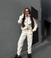 Спортивный костюм женский турецкий флис с кантом кофта на молнии и брюки джоггеры осенне-зимний