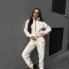 Спортивный костюм женский турецкий флис с кантом кофта на молнии и брюки джоггеры осенне-зимний  k-124631
