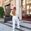 Спортивный костюм женский турецкий флис с кантом кофта на молнии и брюки джоггеры осенне-зимний  k-124634