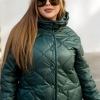 Куртка женская длинная стёганая из плащевки Лаке с капюшоном и утеплителем синтепон 200 осенне-зимняя  k-124654