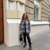 Костюм женский осенне-зимний тройка с клетчатой байковой рубашкой и легинсами из рубчика на флисе  k-124675